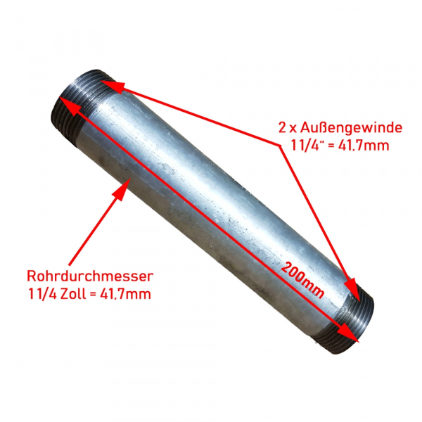 20 cm Brunnenbaurohr 1 1/4" Stahlrohr Rohr verzinkt